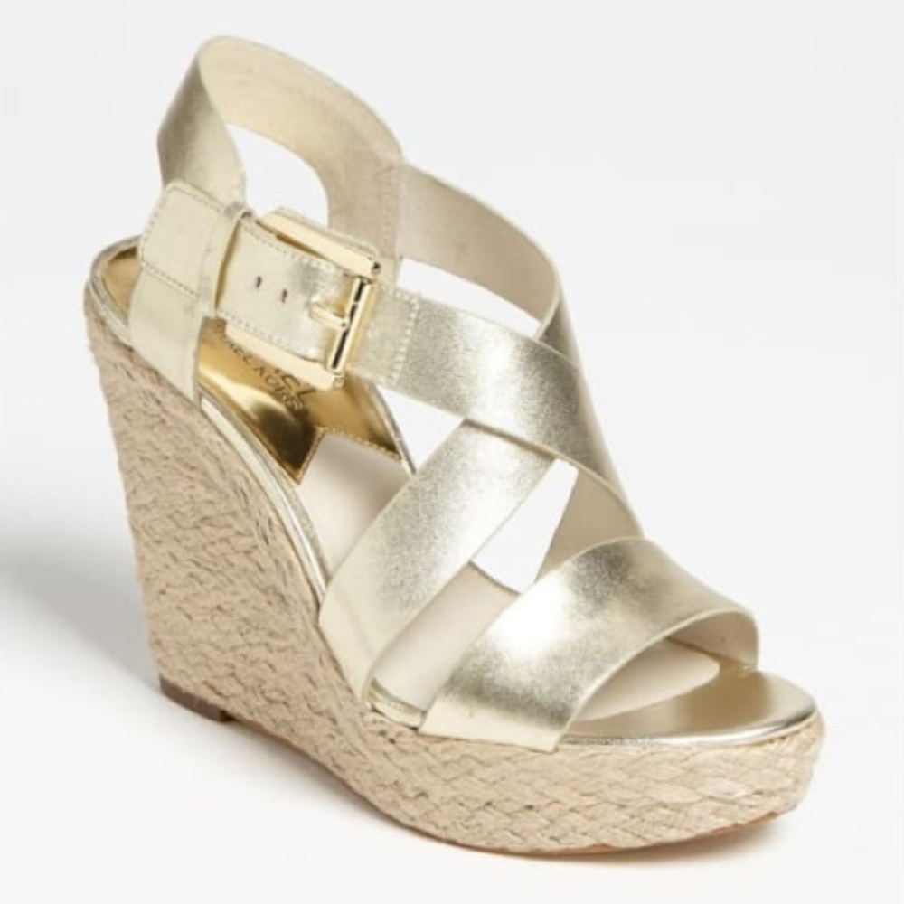 Michael Kors Giovanna Gold Wedge Sandal